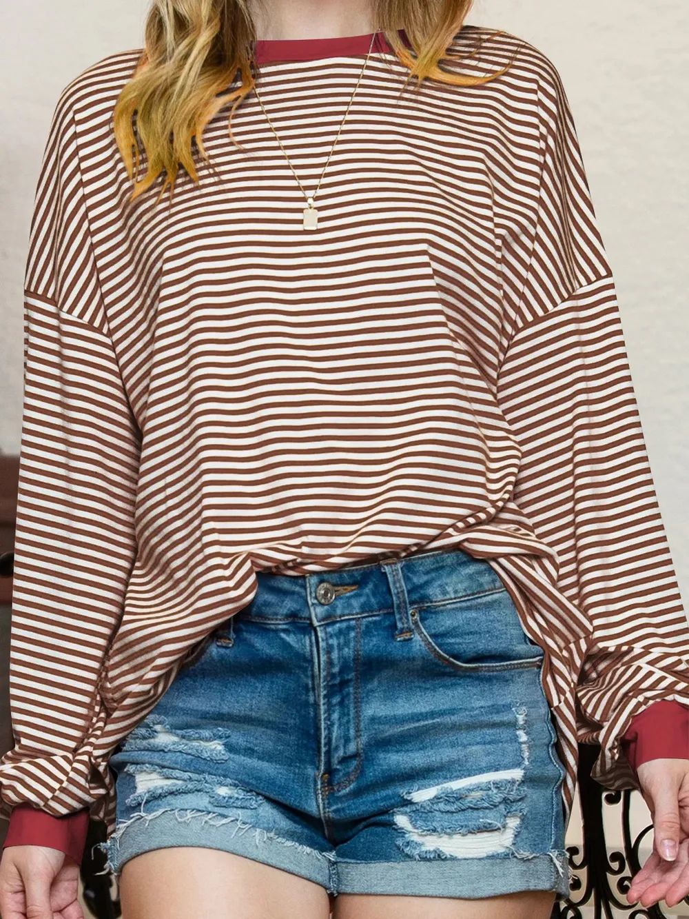 Contrast Striped Long Sleeve Sweatshirt, image 4
