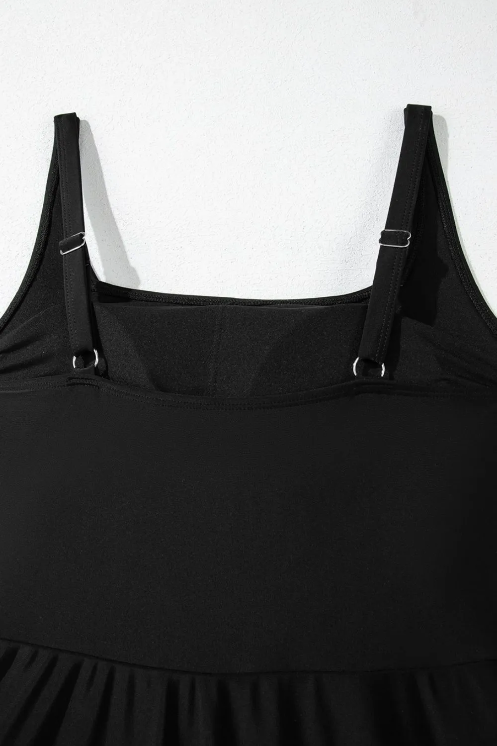 Side Tied Waist Square Neck Adjustable Straps A-line One Piece Swim Dress, image 10