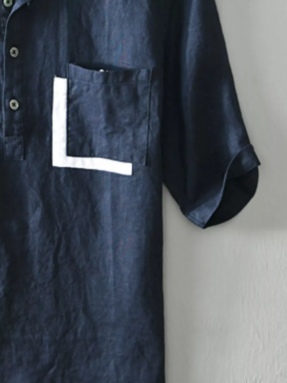 Men's Plus Size Casual Button Detail Shirt with Pocket, image 2