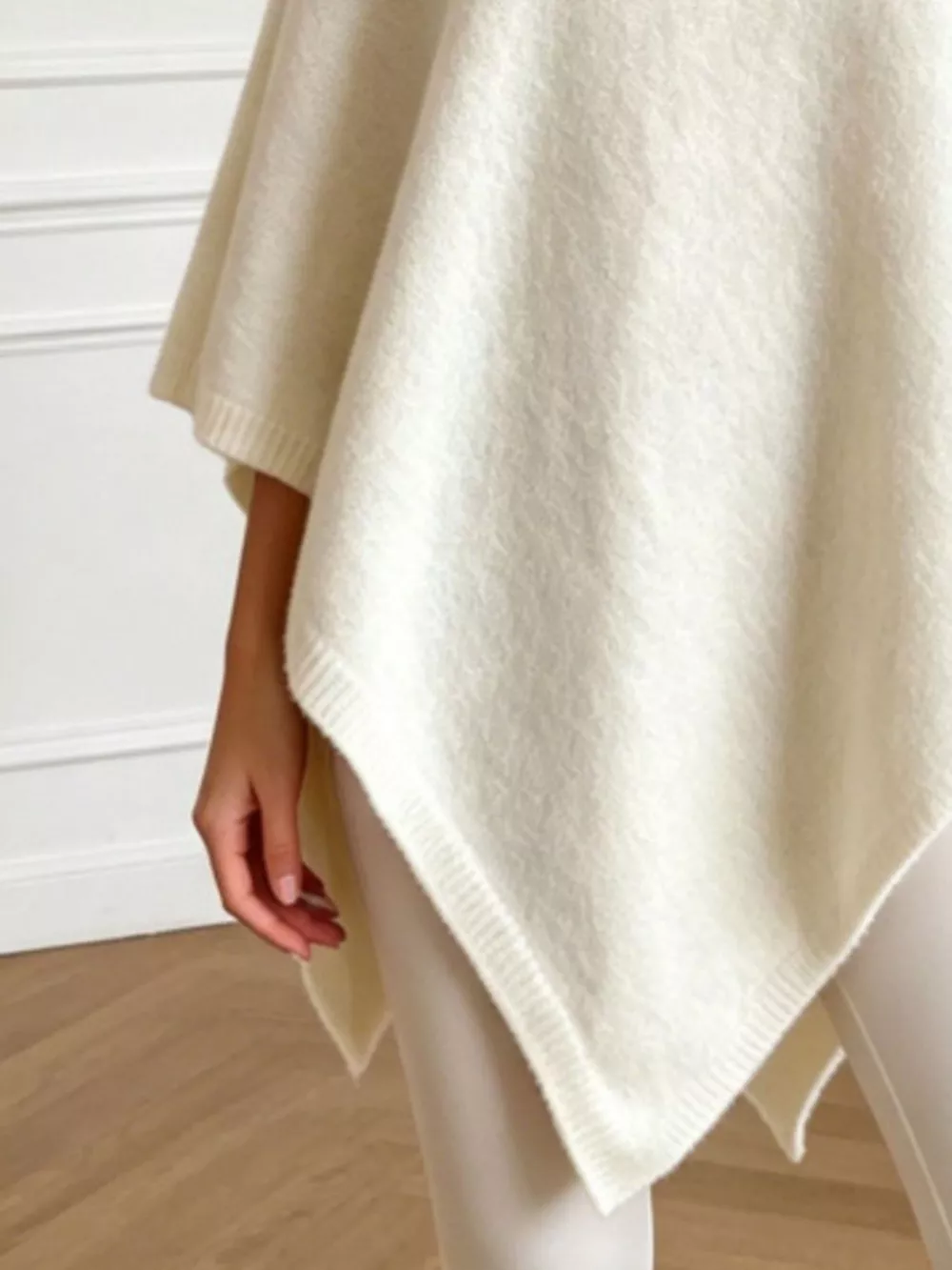 Asymmetrical Hem Knit Poncho, image 10