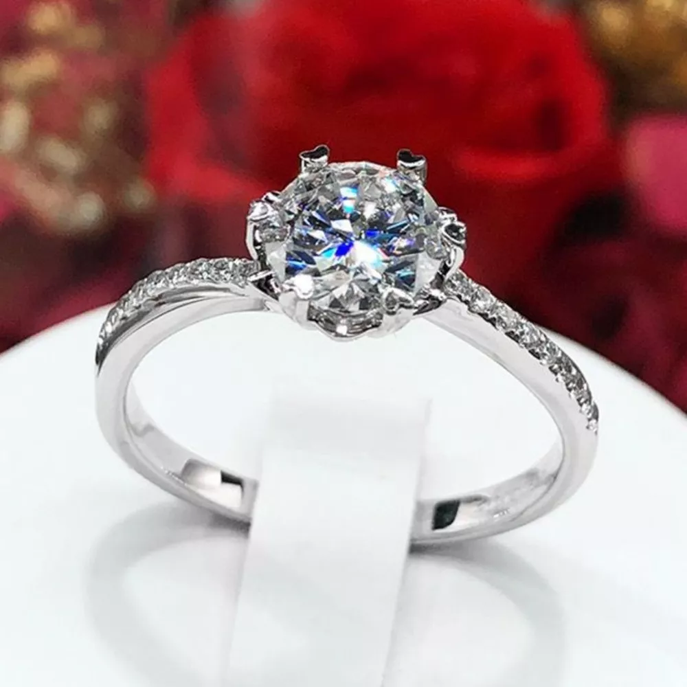 1 Carat 925 Sterling Silver Moissanite Ring, image 2