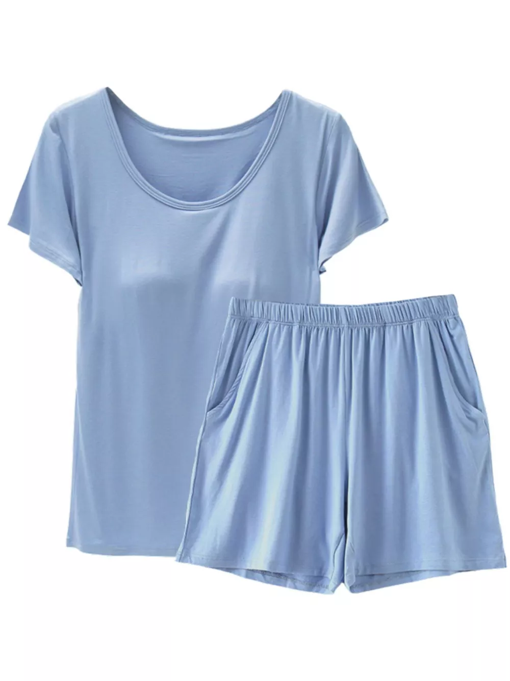 Plus Size Padded Modal Short Sleeve T-Shirt and Shorts Set, image 13