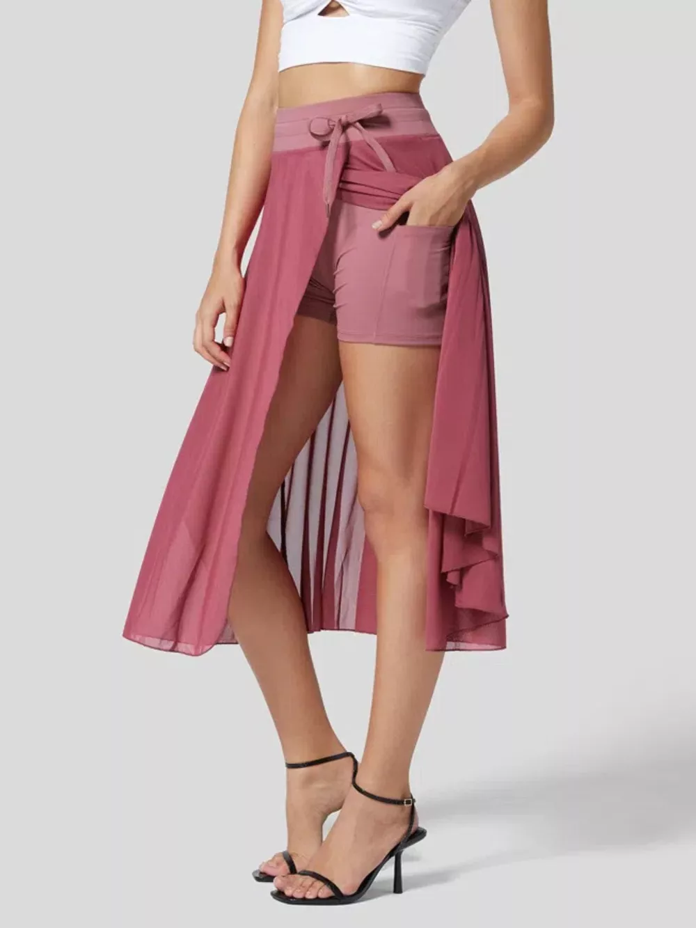 Slit Flowy Skirt with Shorts Liner, image 18
