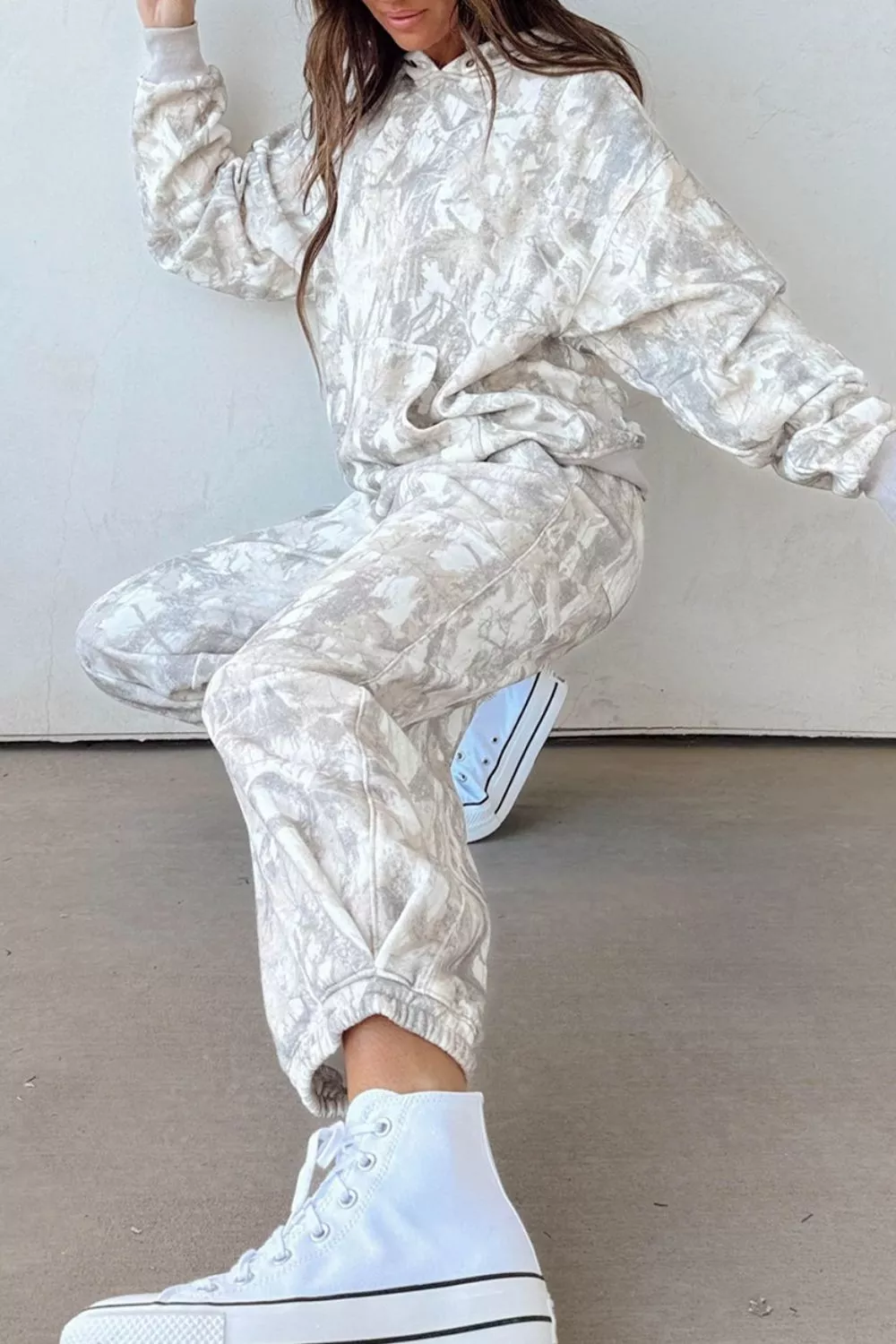 Multicolour Abstract Print Long Sleeve Elastic Waist Pant Set, image 4