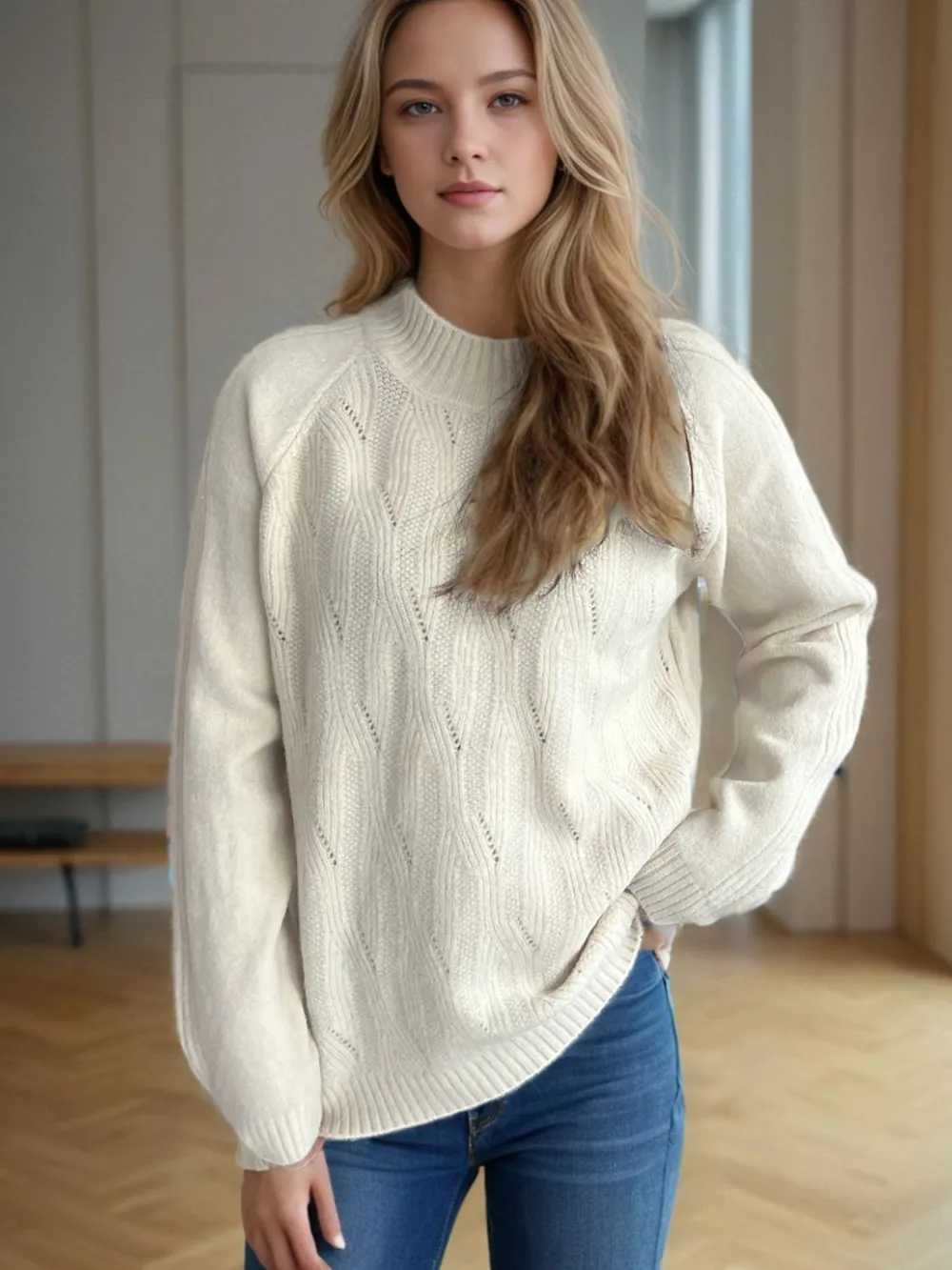 Mock Neck Long Sleeve Sweater, image 6
