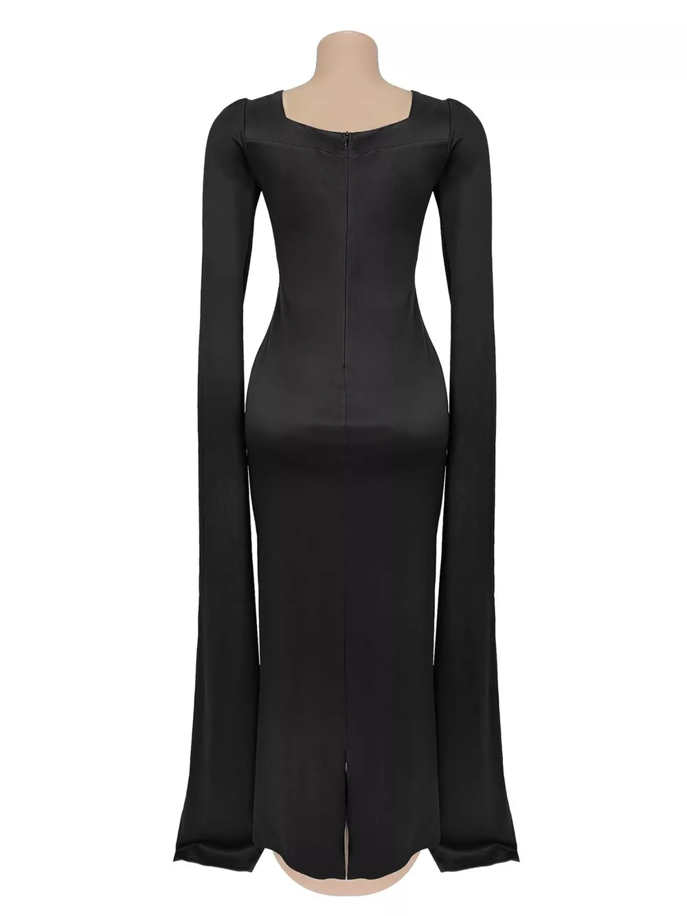Rhinestone Square Neck Slit Sleeve Maxi Dress, image 4