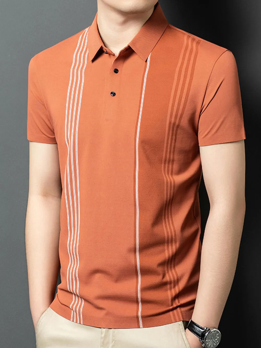 Men's Plus Size Contrast Short Sleeve Polo, image 5
