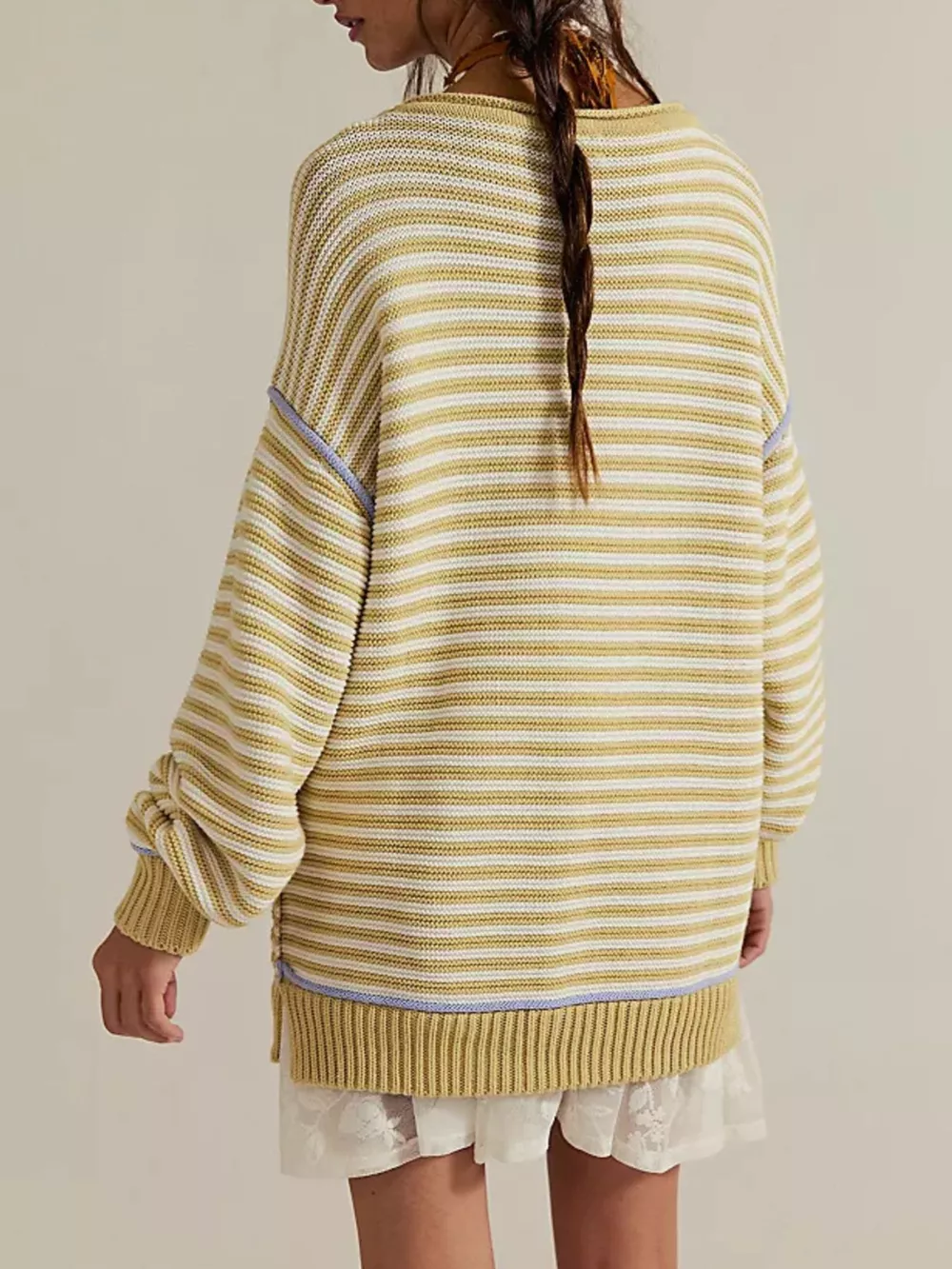 Striped Knit Round Neck Sweater, image 7