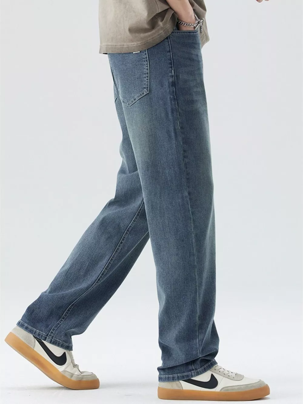 Men's Wide Leg Jeans with Pockets, image 8