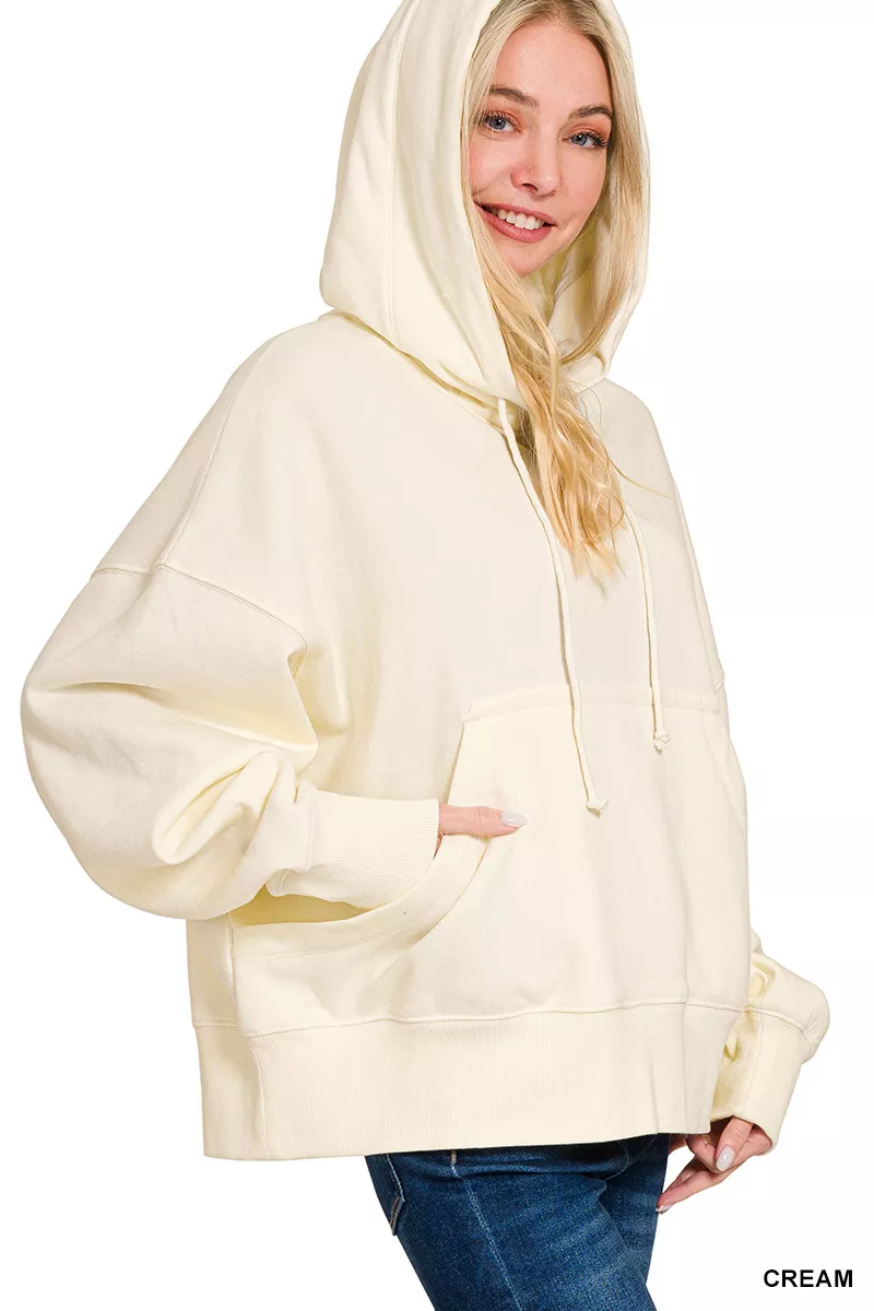 Oversized Fleece Kangaroo Pocket Hoodie, image 3
