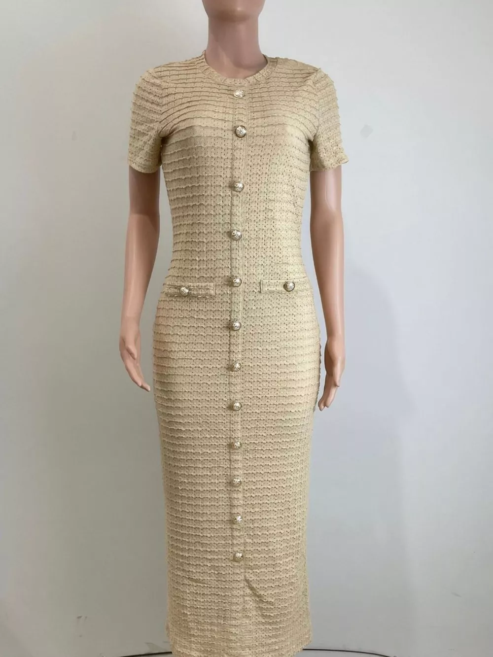 Textured Short Sleeve Midi Dress, image 9