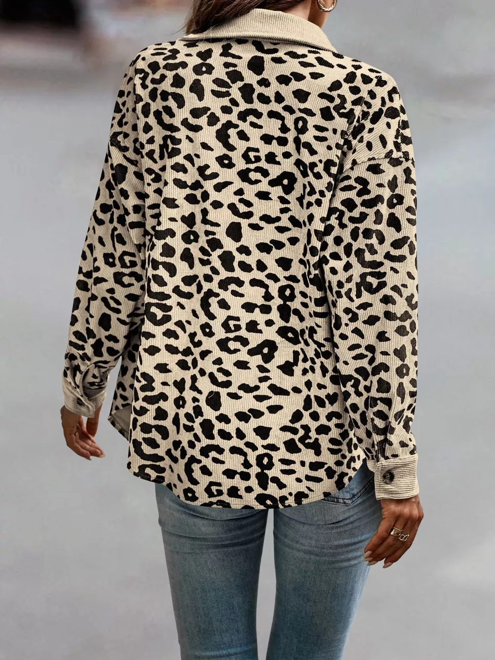 Full Size Leopard Print Button-Down Jacket Plus Size, image 9