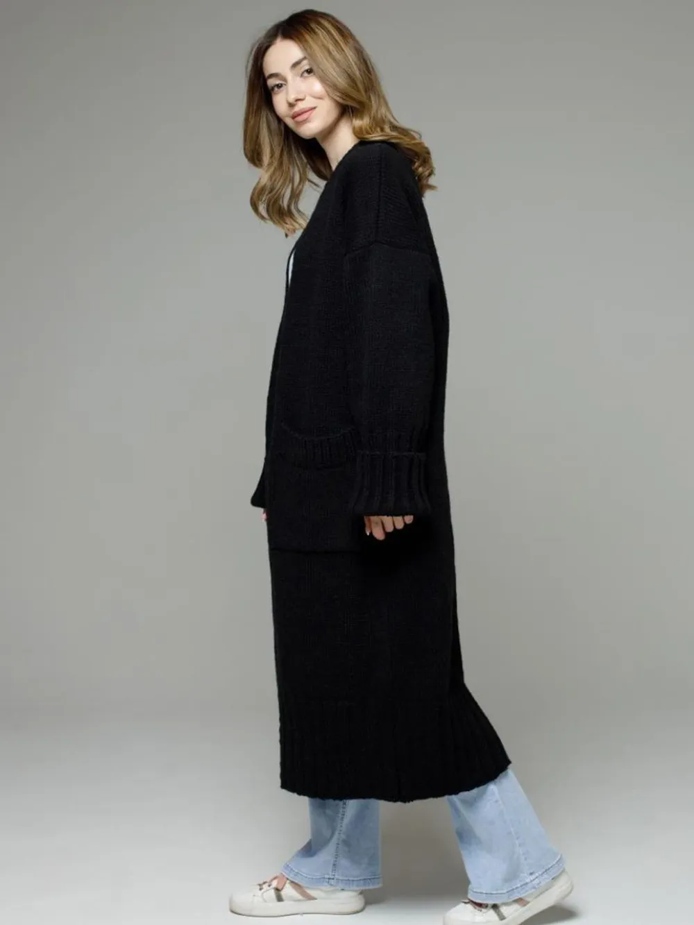 Pocketed Open Front Dropped Shoulder Cardigan, image 16