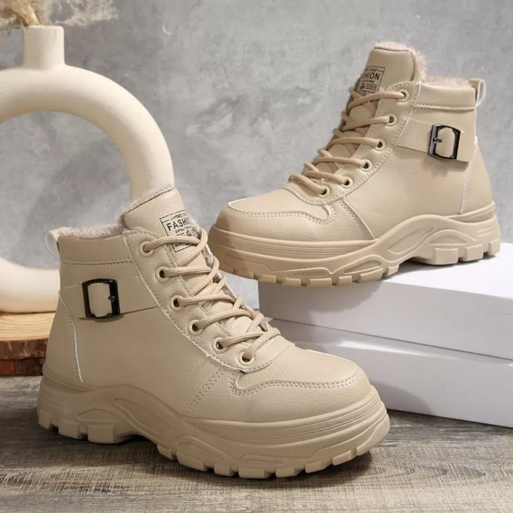 Warm Lined Ankle Boots with Buckle Detail, image 7