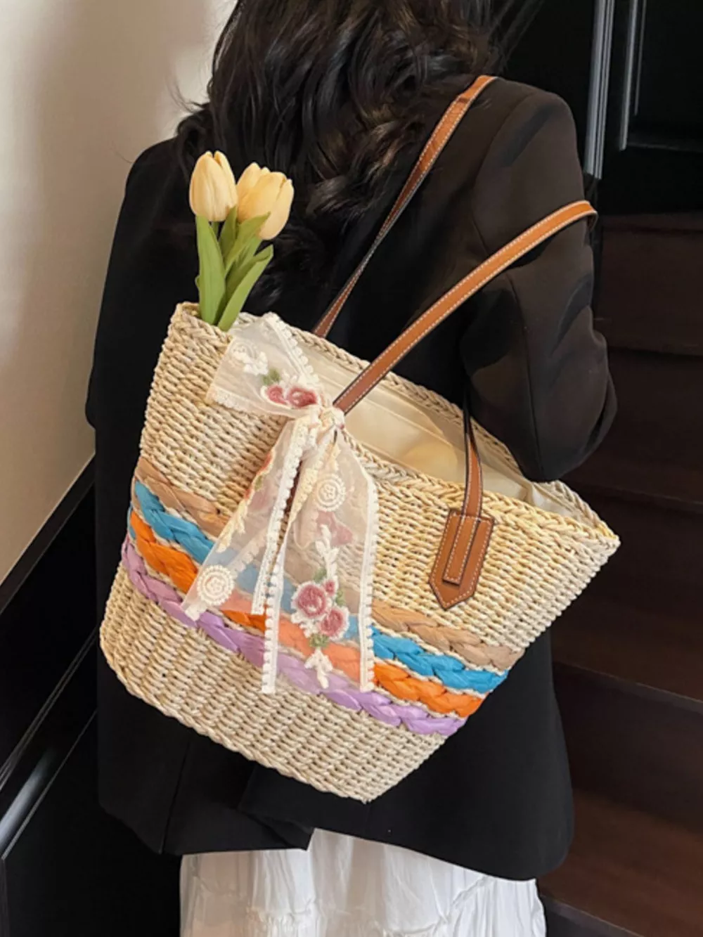 Straw Woven Shoulder Bag, image 9
