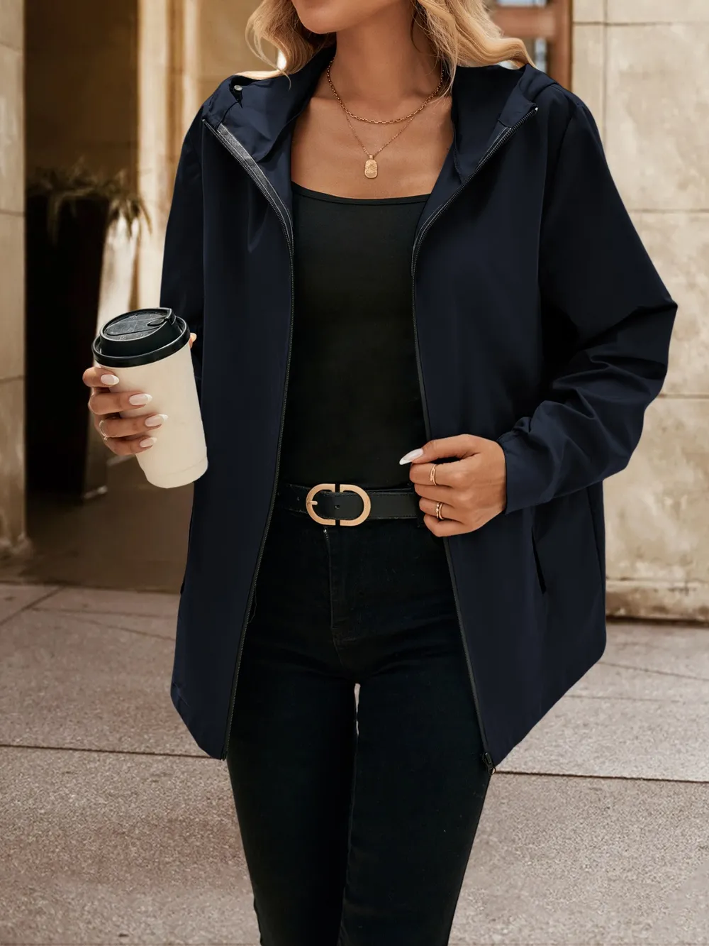 Pocketed Zip Up Hooded Jacket, image 11