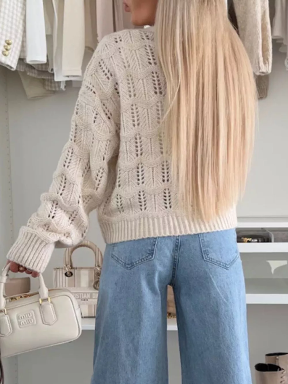 Tie-Front Openwork Cardigan, image 5