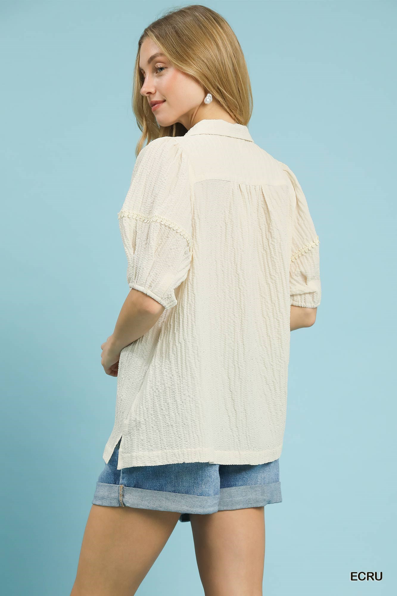 Textured Puff Sleeve Blouse, image 2