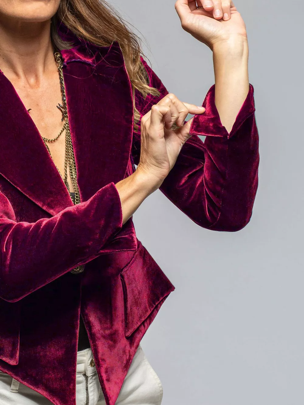 Velvet Lapel Collar One Button Blazer, image 4