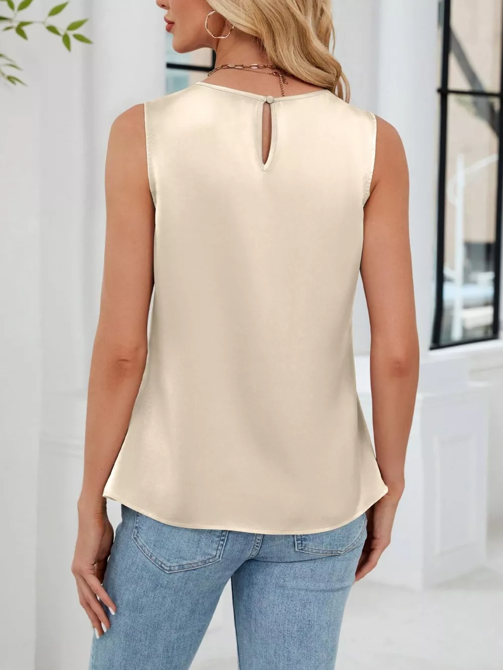 Pleated Round Neck Tank Top, image 15