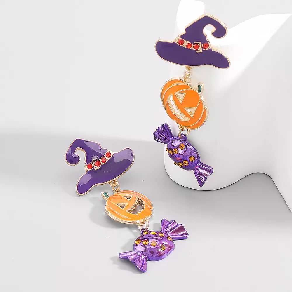 Halloween 18K Gold-Plated Alloy Pumpkin Earrings, image 6