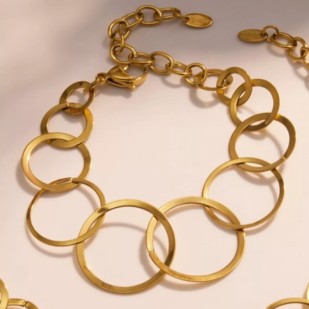 18K Gold-Plated Titanium Steel Round Bracelet, image 3