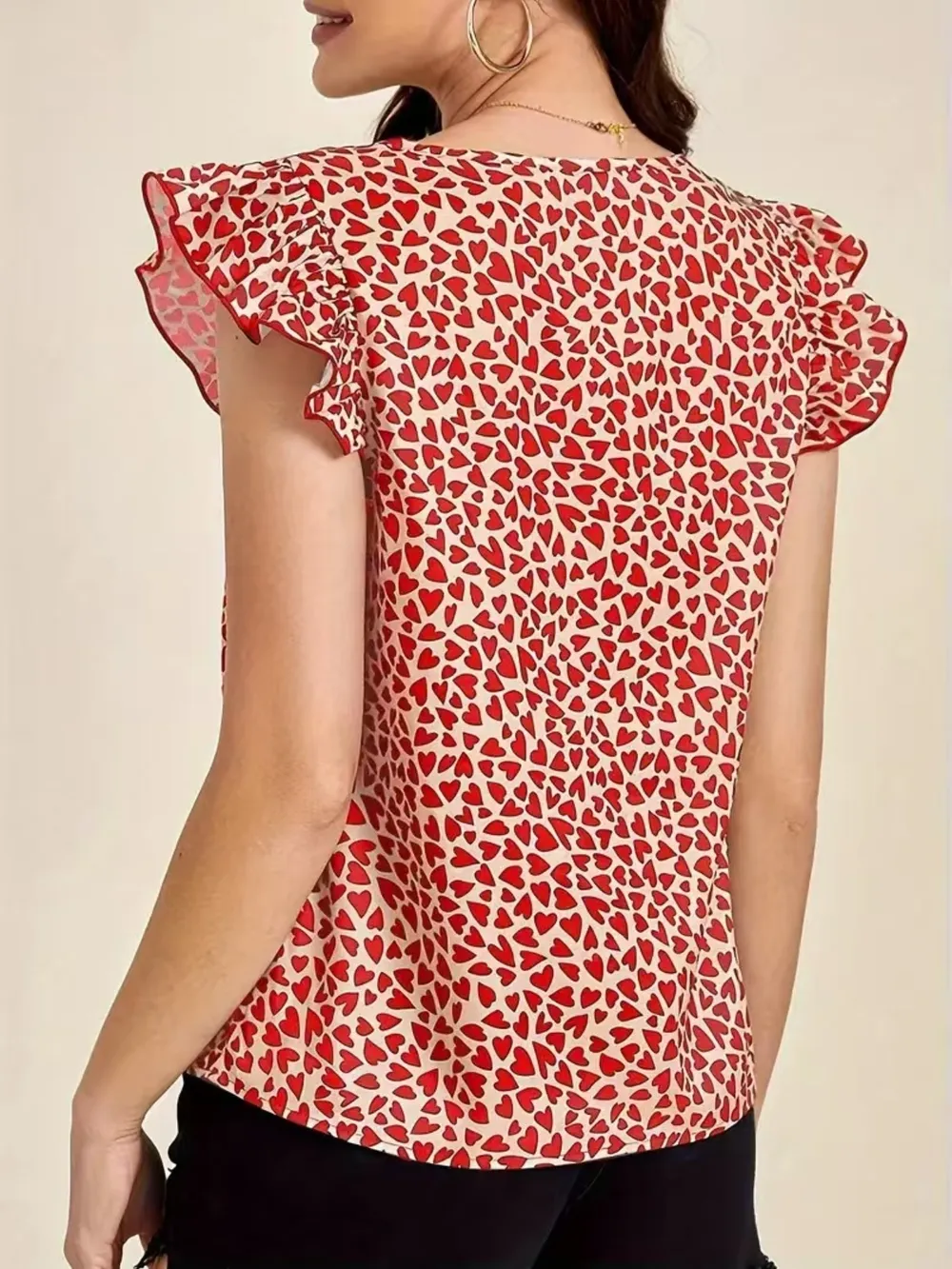 Floral Print Ruffle Sleeve V-Neck Blouse, image 14
