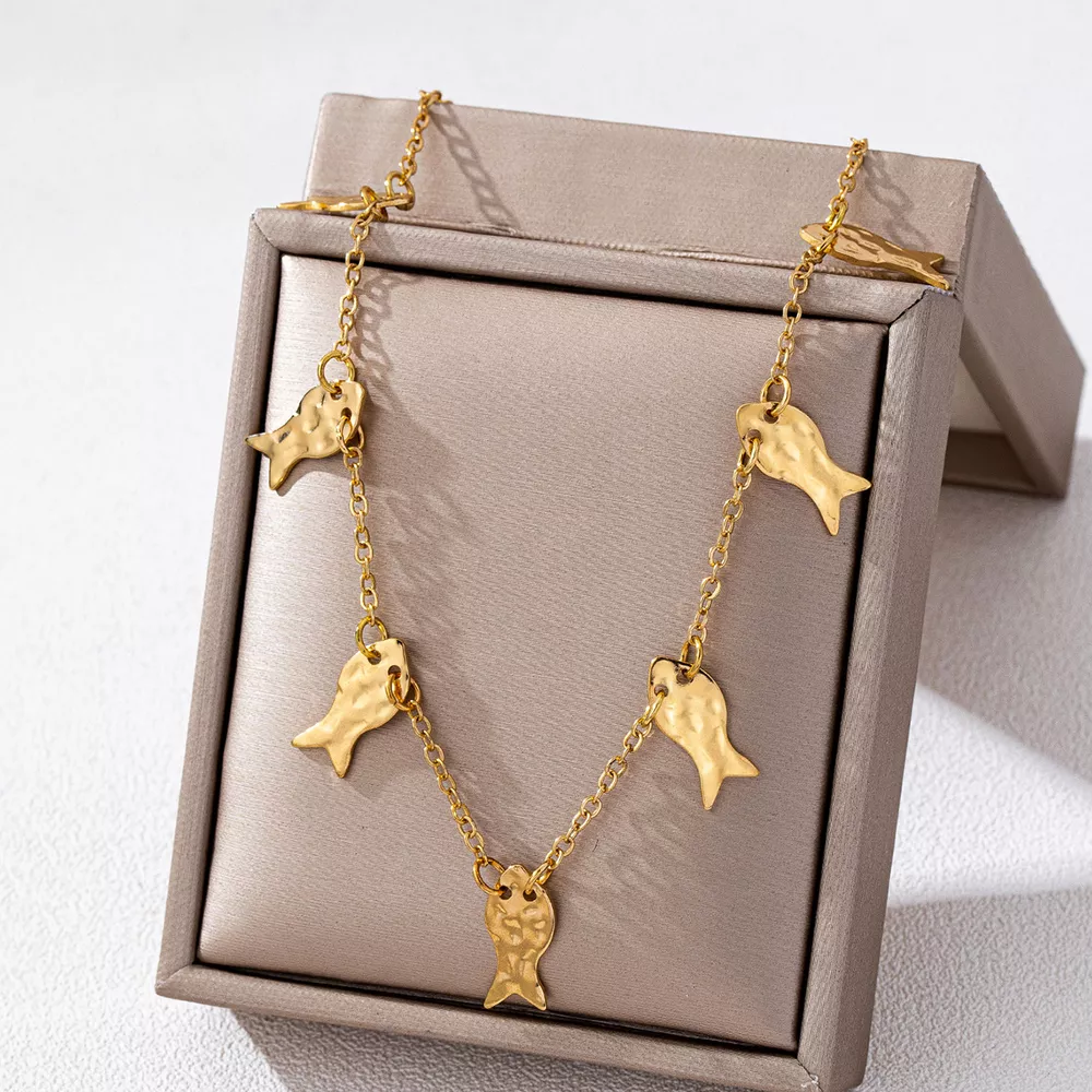 18K Gold-Plated Fish Charm Necklace, image 3