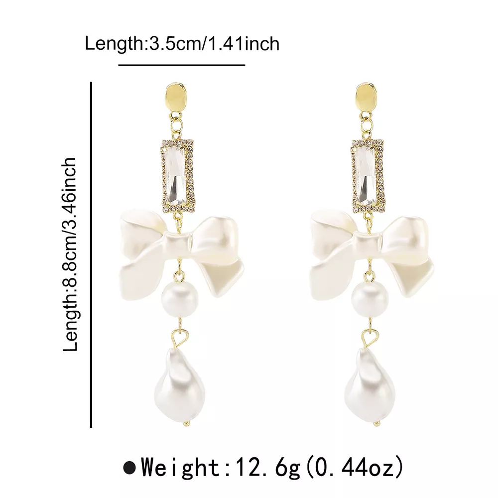 Bowknot Pearl Drop Earrings, image 6