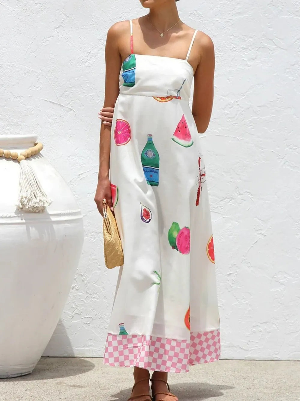 Printed Square Neck Maxi Cami Dress, image 3
