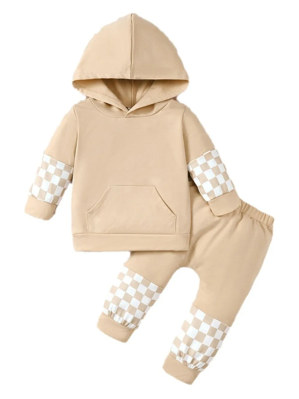 Checkered Long Sleeve Sweatshirt and Pants Set, image 4