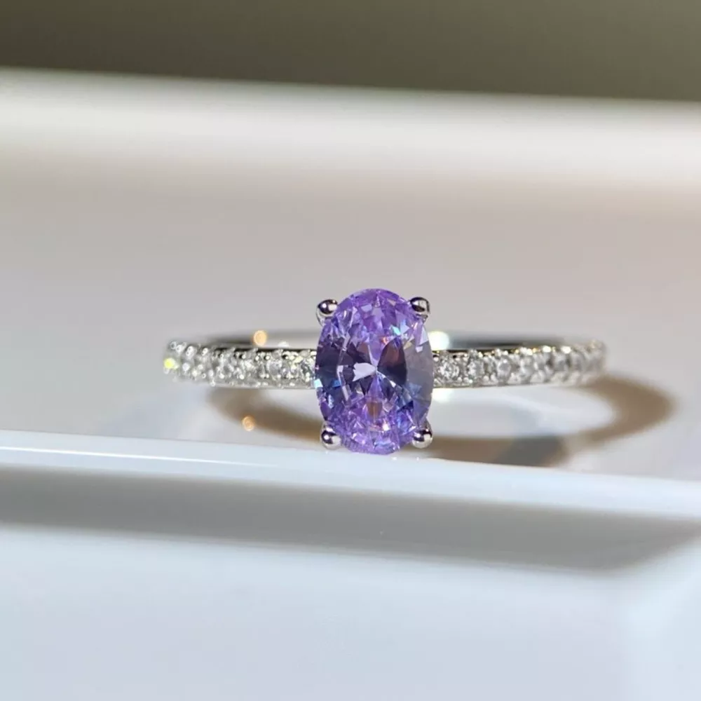 925 Sterling Silver Zircon Oval Ring
