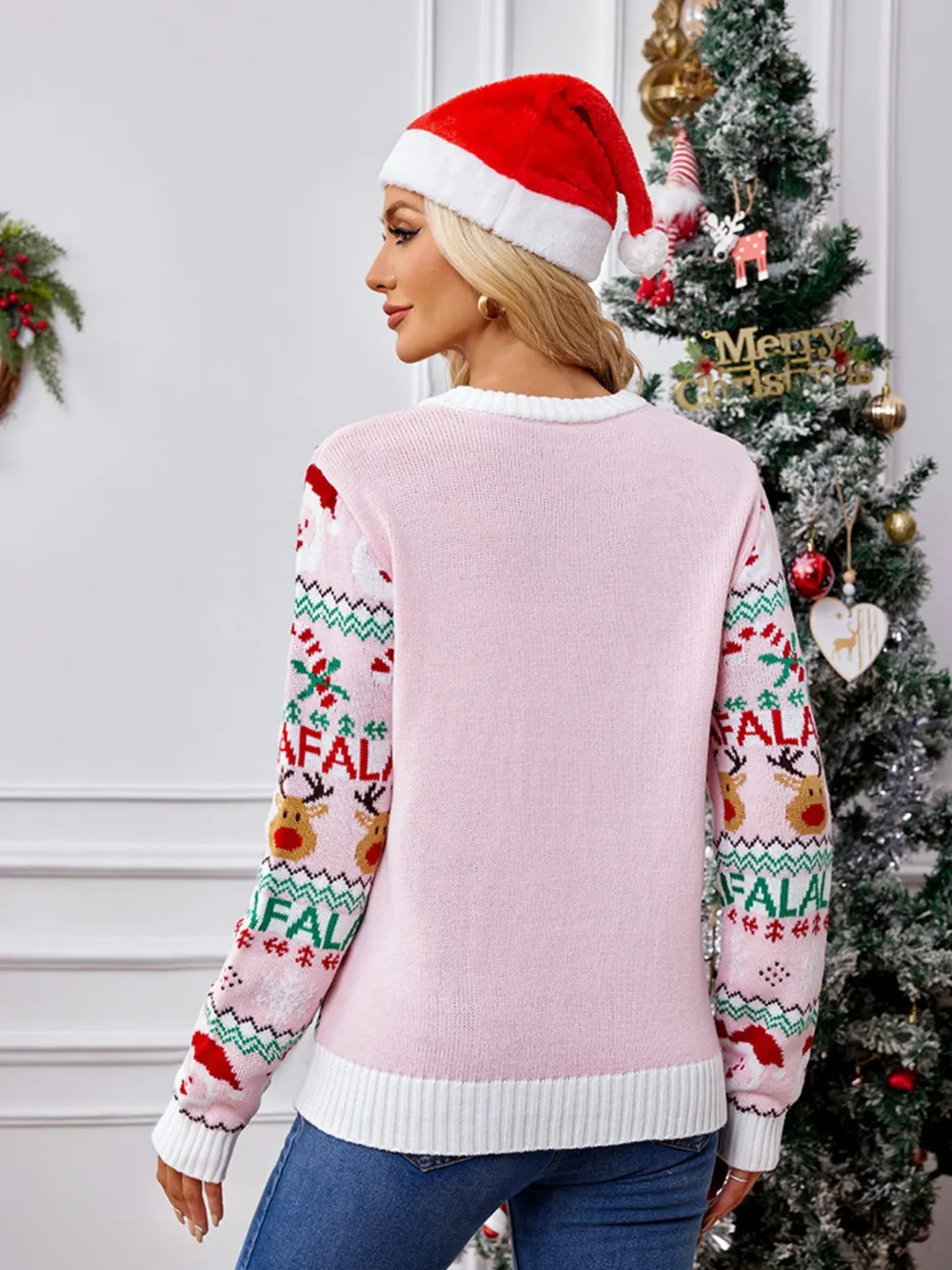 Christmas Element Round Neck Long Sleeve Sweater, image 3