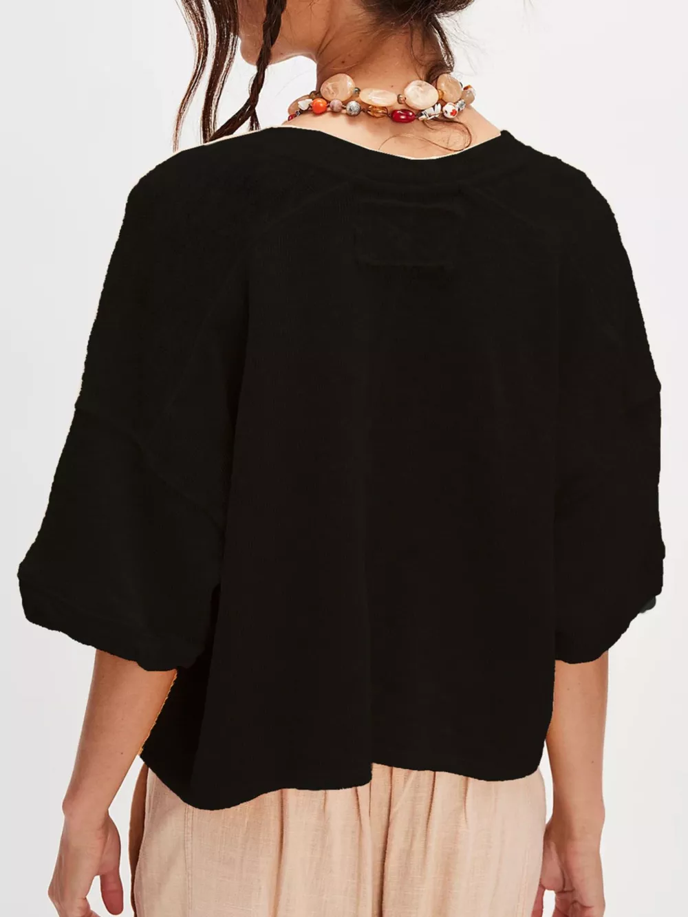 Button-Front Half Sleeve Cardigan, image 6