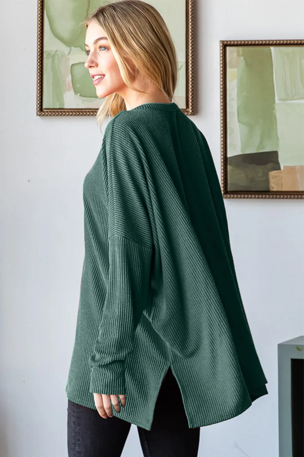 Sequin Nutcracker Long Sleeve Ribbed Top, image 2