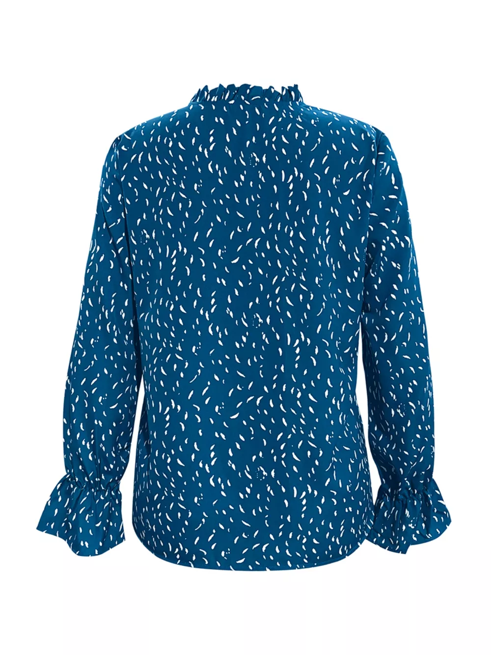 Ruffled Printed Tie Neck Long Sleeve Blouse, image 8