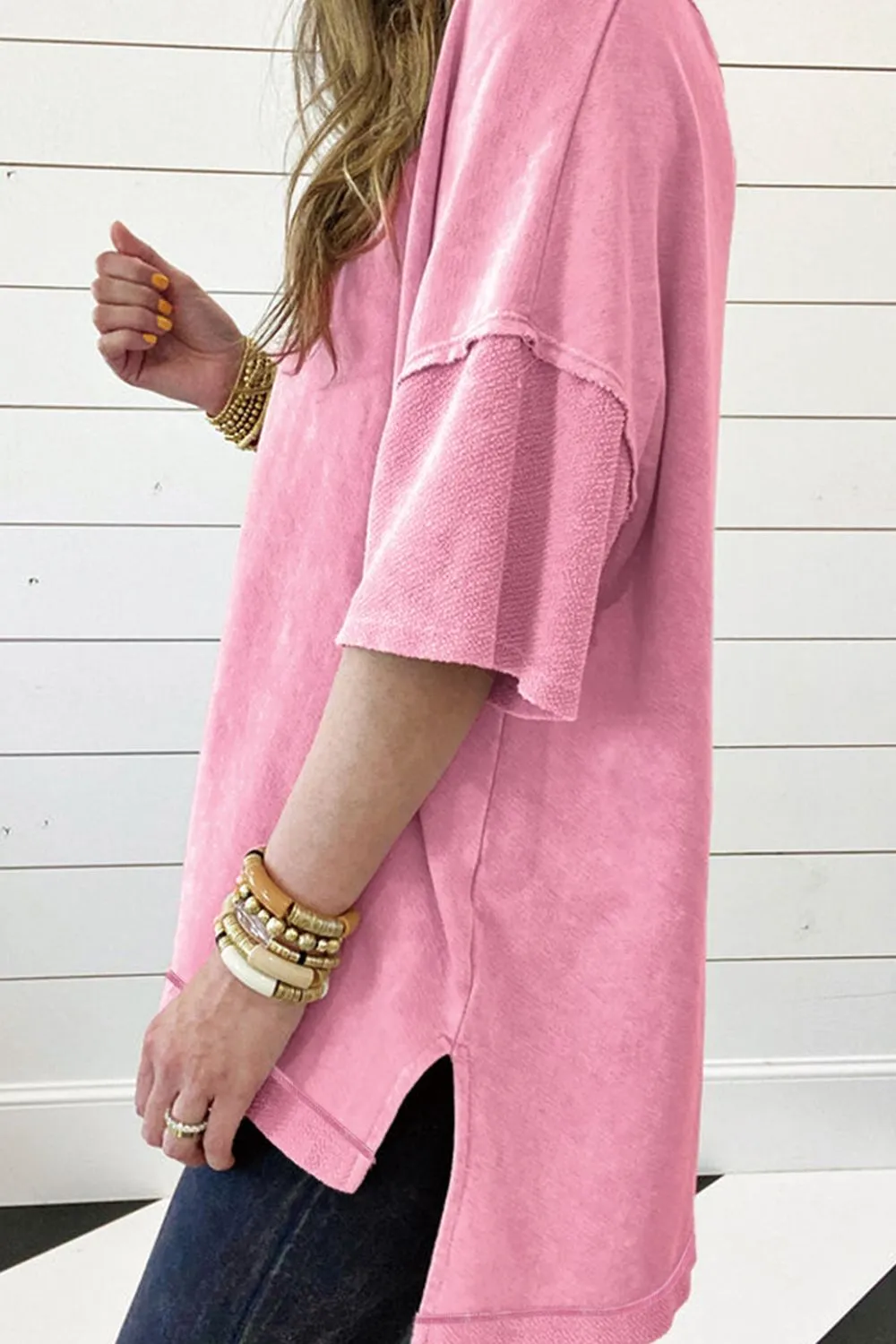Mineral Wash Drop Shoulder Round Neck T-Shirt, image 5
