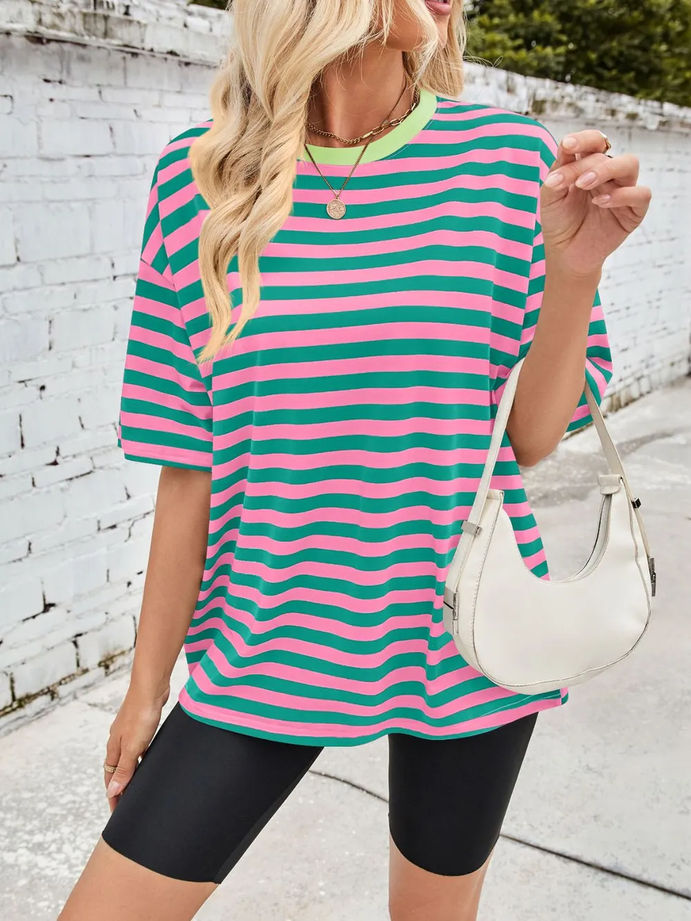 Striped Round Neck Half Sleeve T-Shirt, image 22