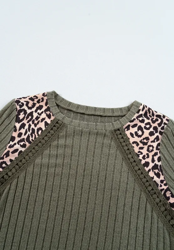Leopard Round Neck Long Sleeve T-Shirt, image 6