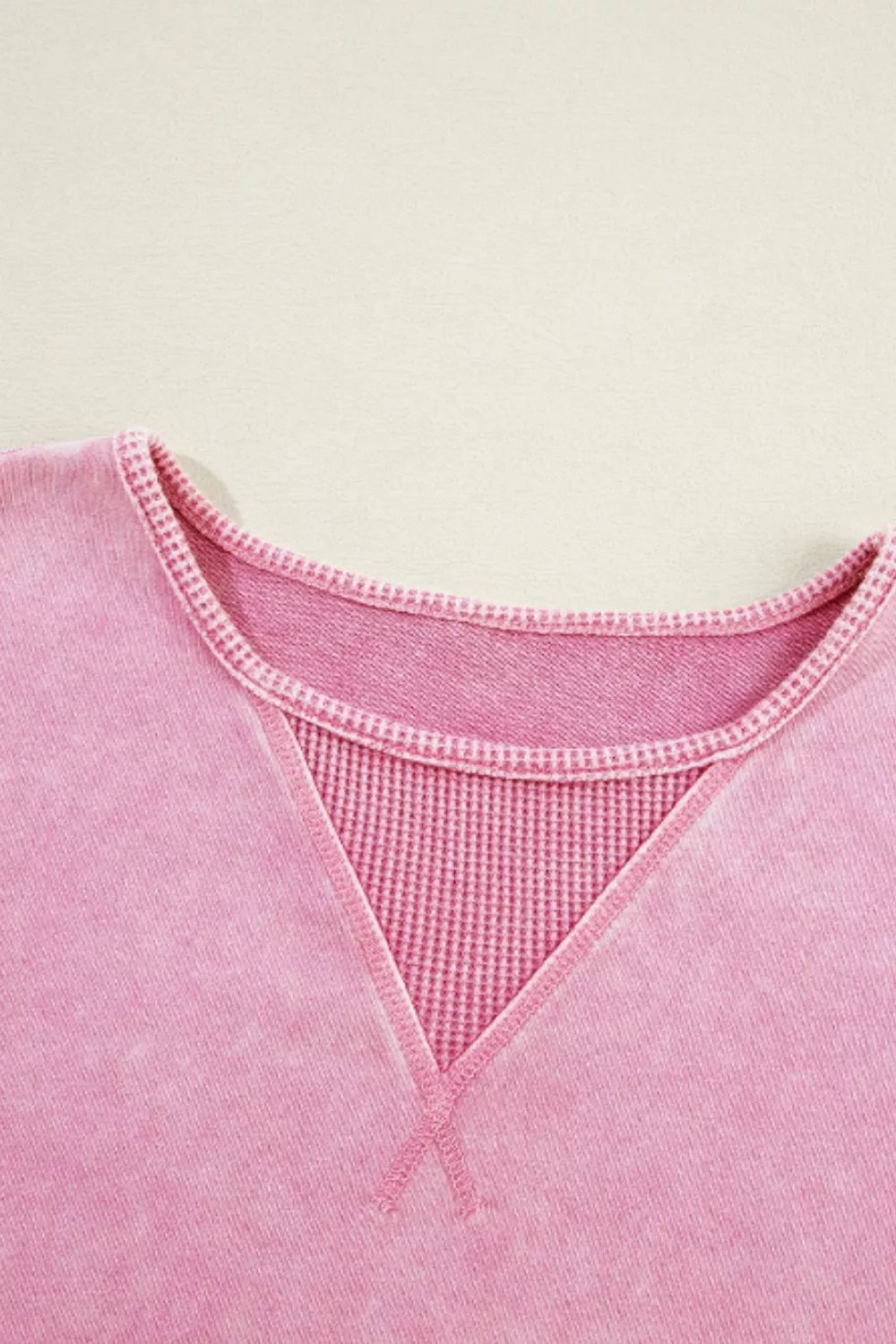 Exposed Seam Round Neck Long Sleeve Sweatshirt, image 5