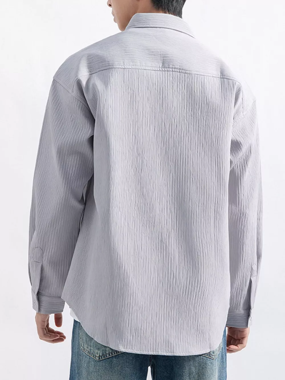 Men's Plus Size Casual Textured Button-Down Shirt, image 9