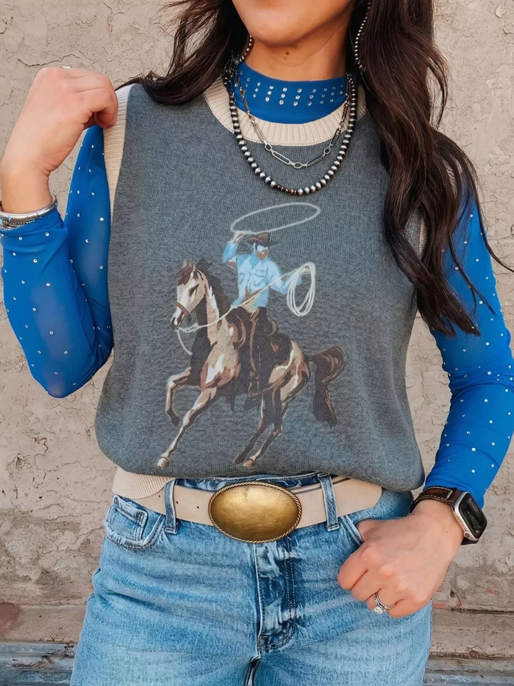Western Graphic Knit Vest, image 2