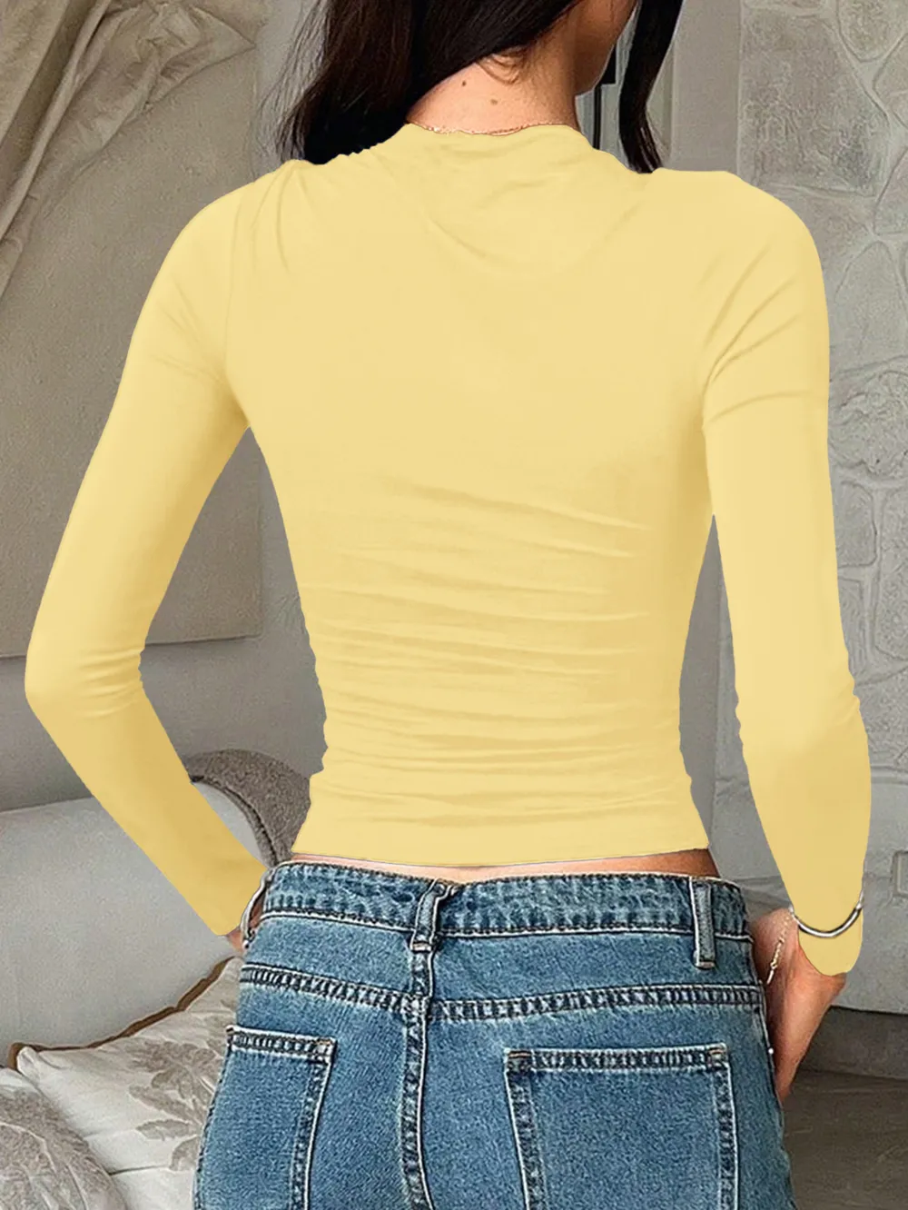 Round Neck Long Sleeve Fitted T-Shirt, image 15