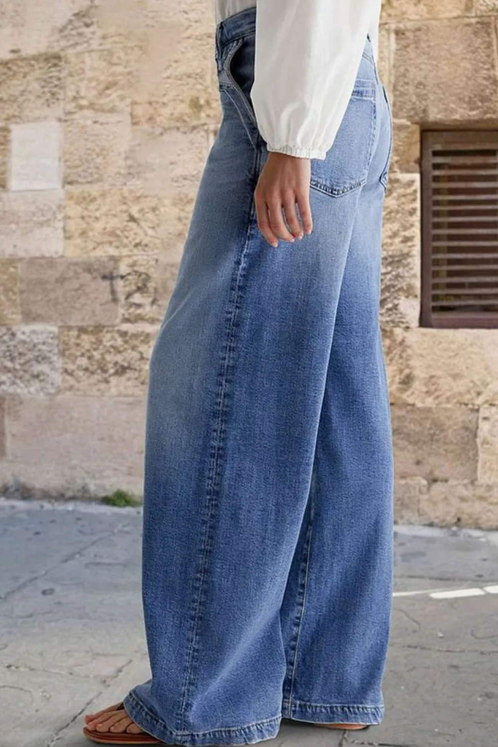 Pocketed Embroidered Straight Leg Jeans, image 2