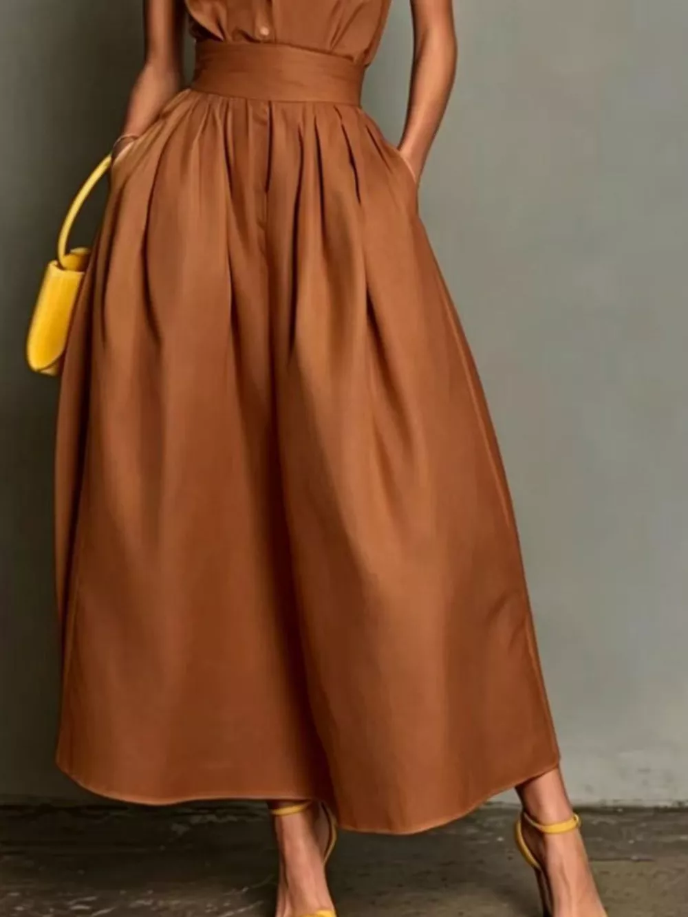Sleeveless Collared A-Line Midi Dress, image 9