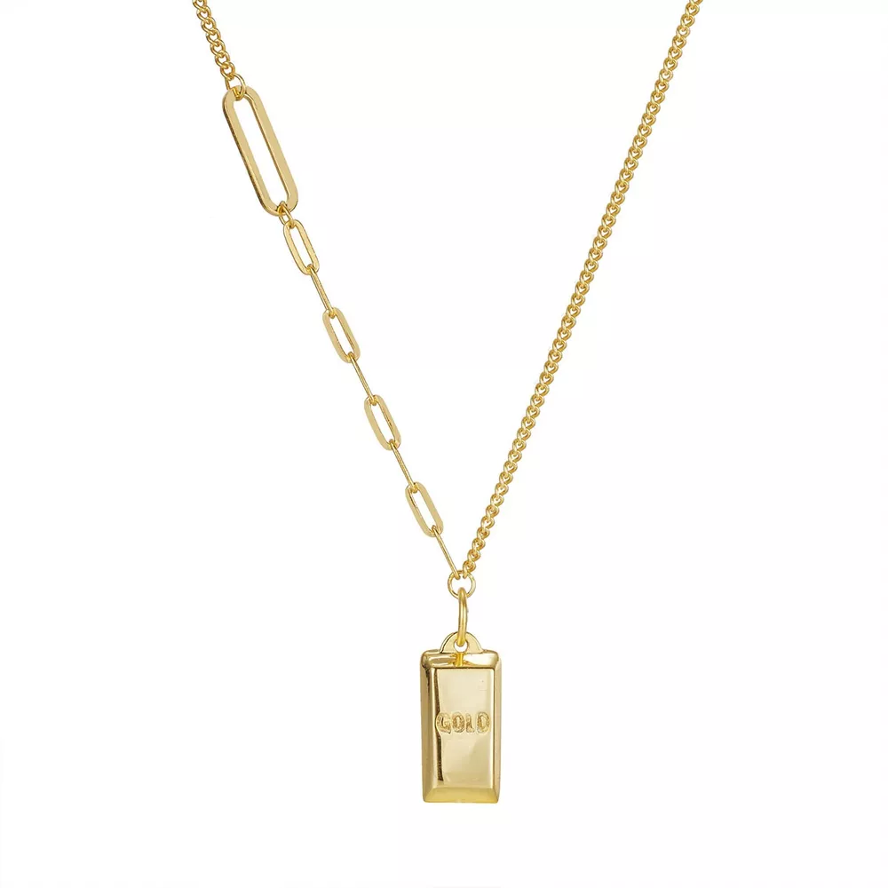 18K Gold-Plated Bar Pendant Necklace, image 5