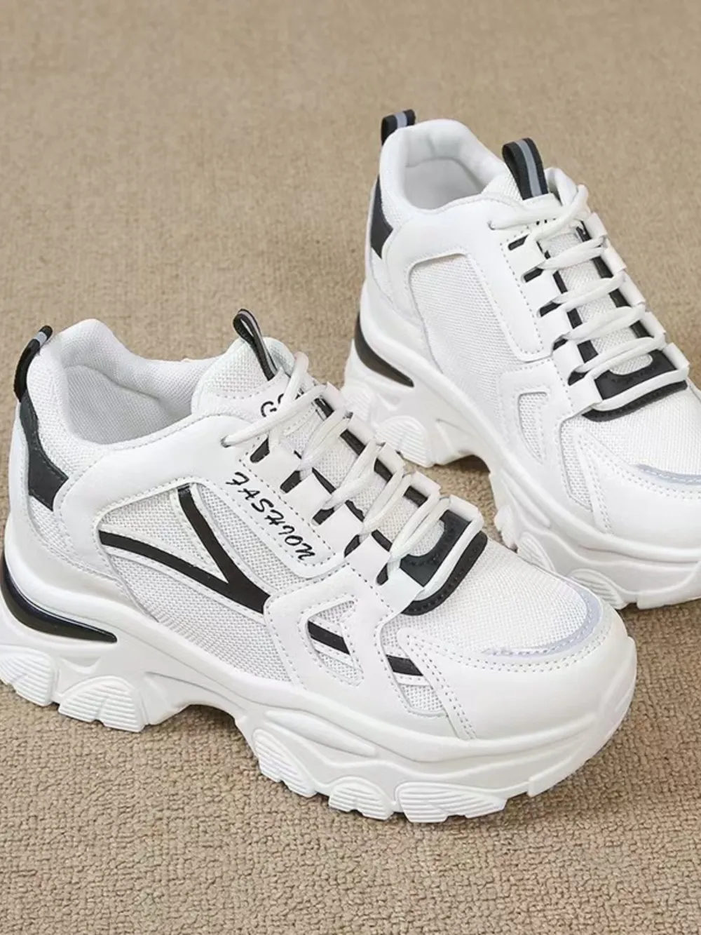 Mesh Lace Up Platform Sneakers, image 3