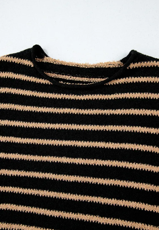 Stripe Drop Shoulder Round Neck Sweater, image 6