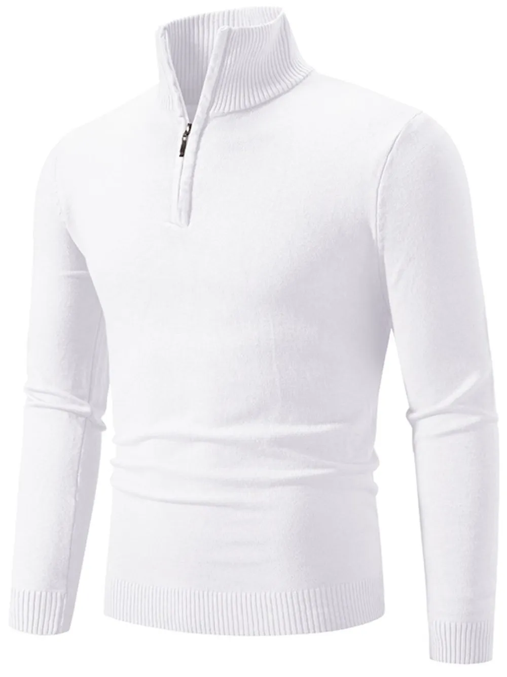 Men's Plus Size Quarter Zip Long Sleeve Knit Top, image 4