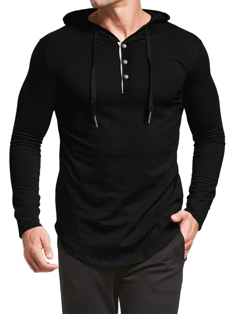 Men's Plus Size Drawstring Long Sleeve Hoodie, image 2